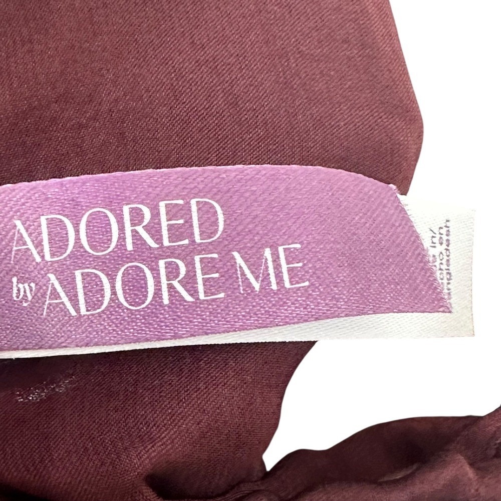 Adored by Adore Me Womens Burgundy Hammered Satin V-Neck Camisole Top Size M - Picture 6 of 8